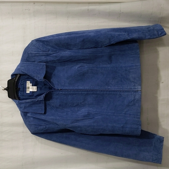 Coldwater Creek Jackets & Blazers - 100% Leather Blue Suede Zip Up Jacket Coldwater Creek
